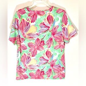 Talbots Floral Tee - Pink, Green, Yellow, cotton blend